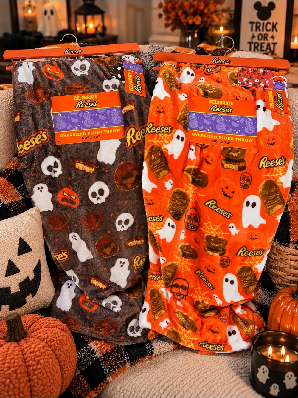 Oversized Reese’s  Halloween Throw - Orange & Brown